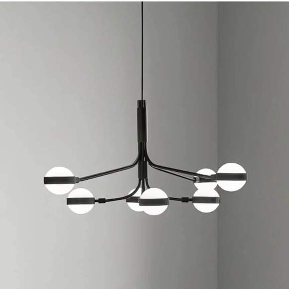 Ikea Storslinga LED Chandelier 8 Arm Black White 1100 Lumen 27.5" x 11.5 " New - Picture 3 of 9